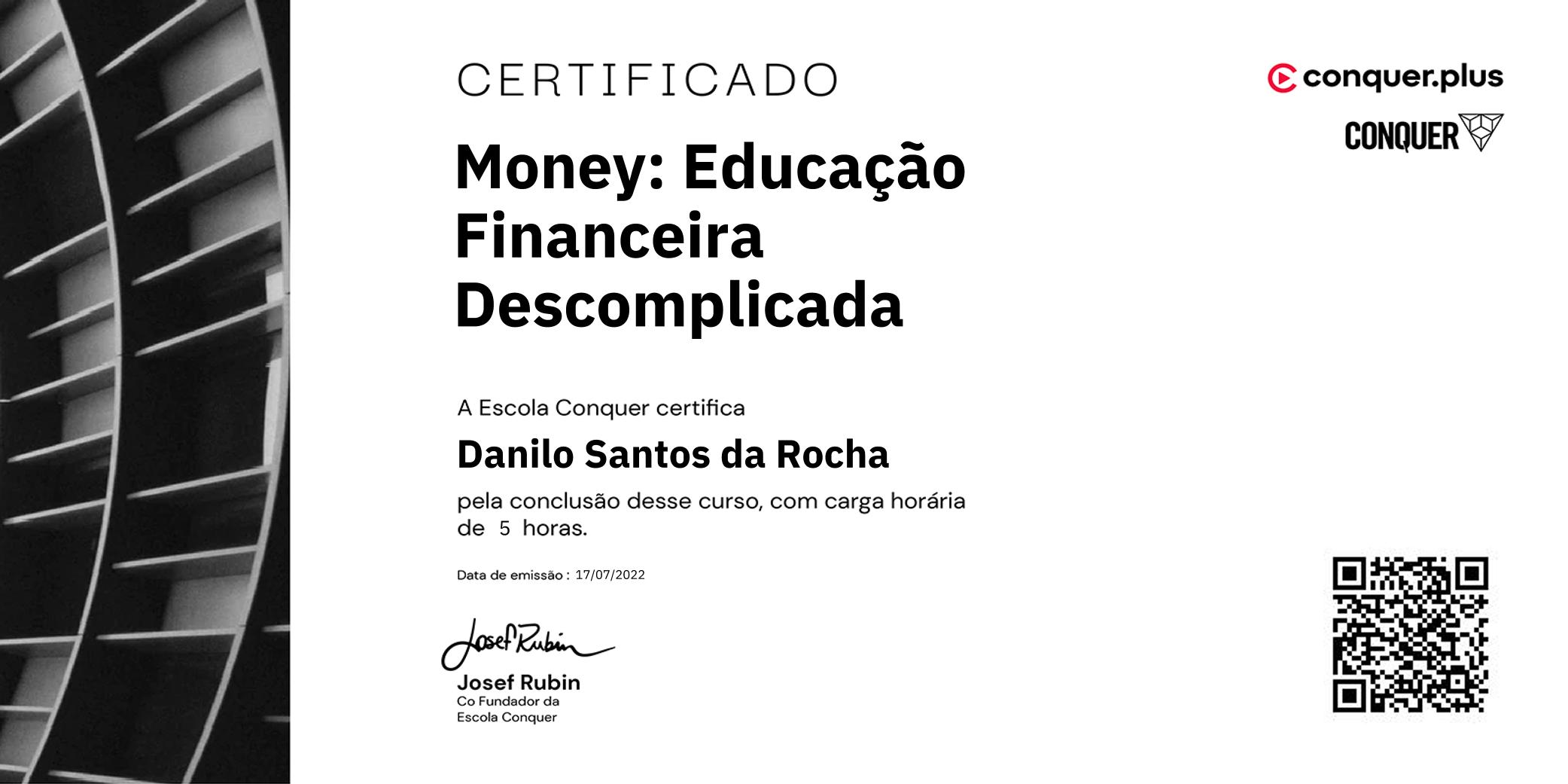 Certificado de Money: Educação Financeira Descomplicada